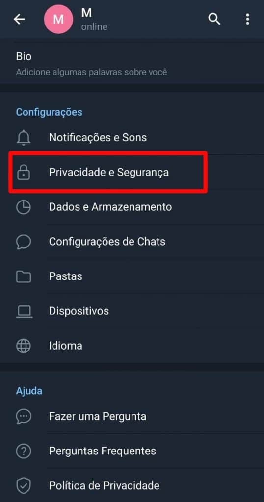 Print do aplicativo Telegram