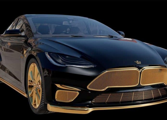 Tesla banhado a ouro é o mais caro do mundo e custa R$ 1,7 milhão. Imagem: Caviar/Divulgação