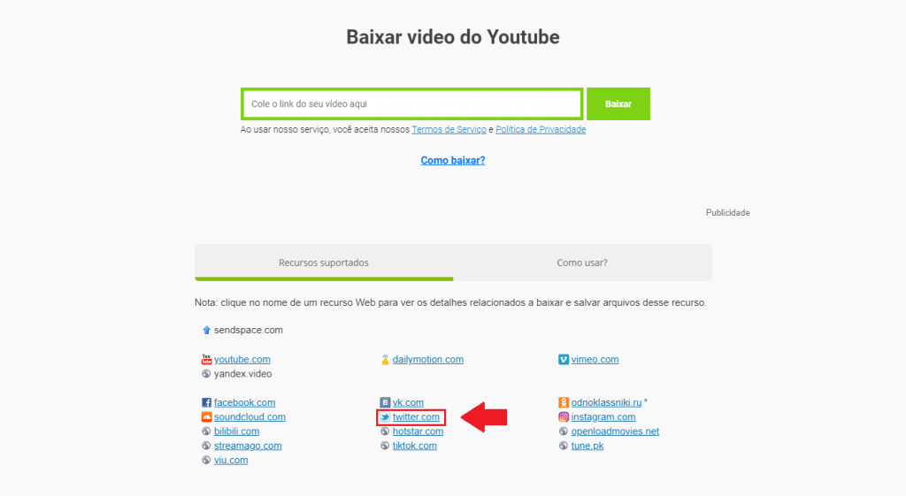 Como baixar vídeo do Twitter pelo Savefrom