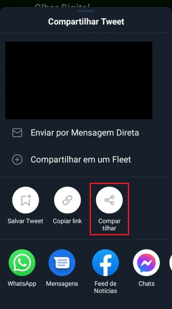 Botão compartilhar