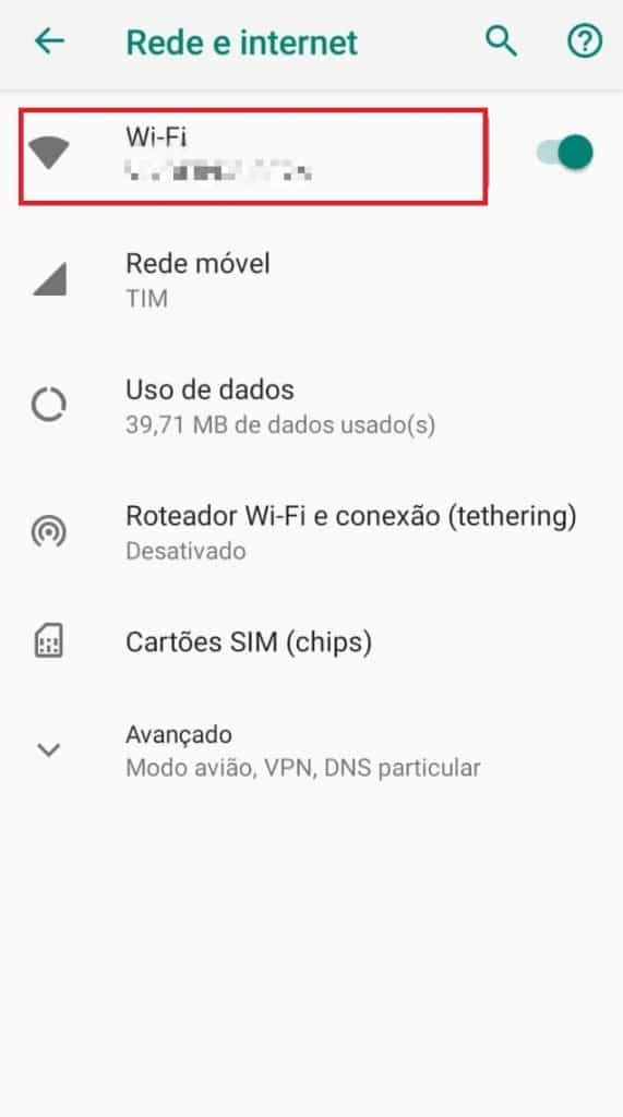 Acessando as configurações da conexão