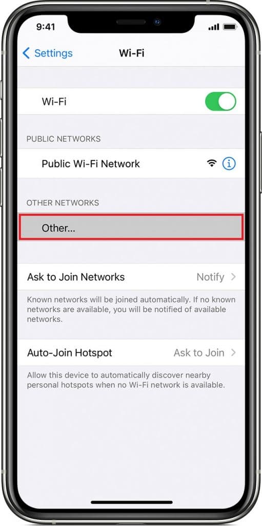 Acessando as configurações de rede Wi-Fi em dispositivos iOS