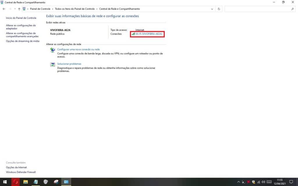 Verificação do sinal Wi-Fi