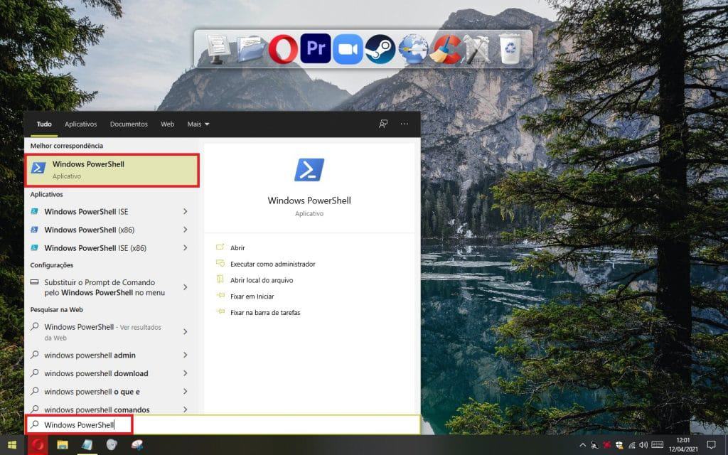 Abrindo o Windows PowerShell