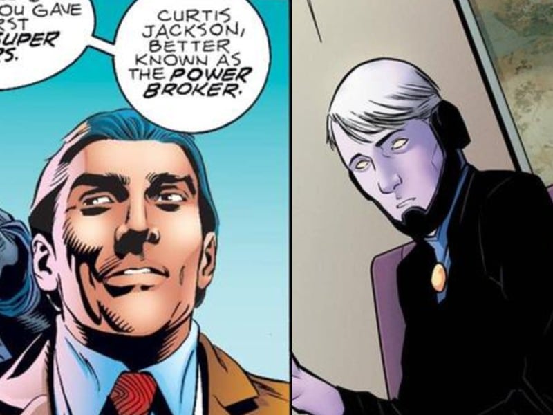 O Mercador do Poder ainda não deu as caras na série 'Falcão e o Soldado Invernal', mas já teve aparências bem diferentes nas HQs. Imagem: Marvel Comics/Reprodução