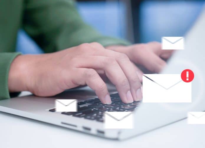 Ilustração de e-mail com malwares