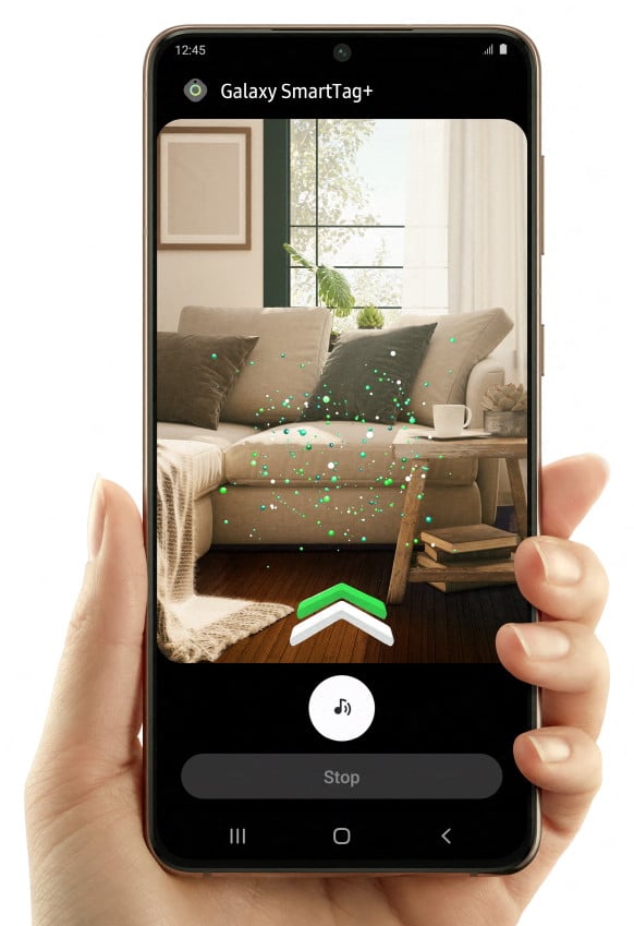 Smartphone Samsung mostrando a localização de uma SmartTag+. Imagem: Samsung
