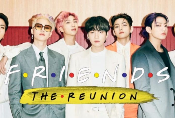 BTS, Justin Bieber e Lady Gaga foram censurados na reunião de 'Friends' na China. Imagem: Montagem/Reprodução/BTSKPOPfr.com