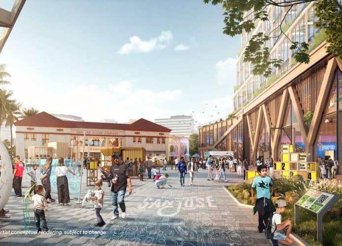 Renderização de futuro campus Downtown West, do Google