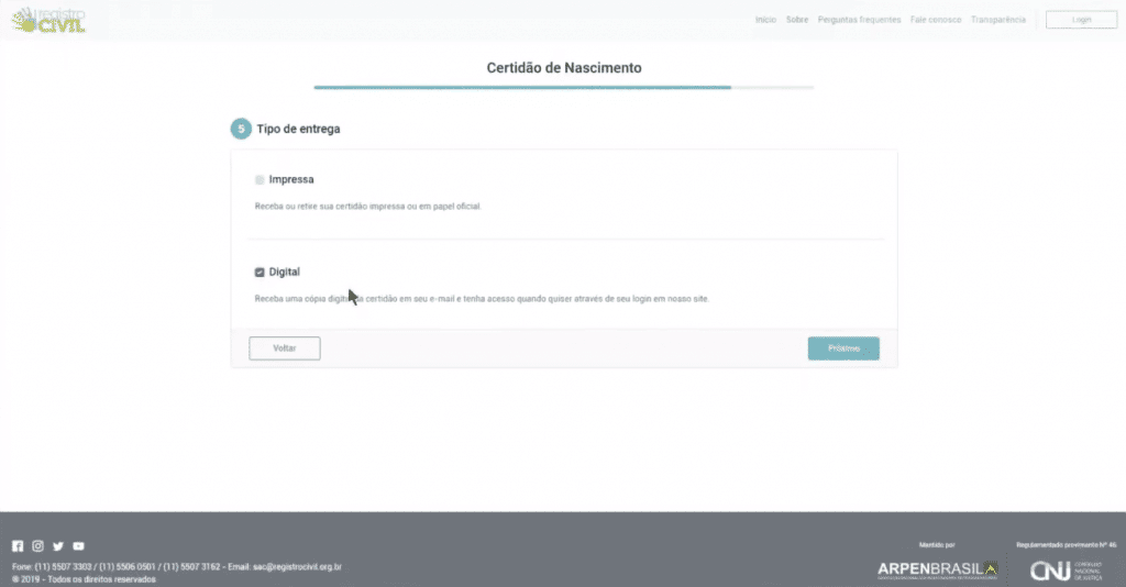 Escolhendo entre a certidão impressa ou a certidão digital