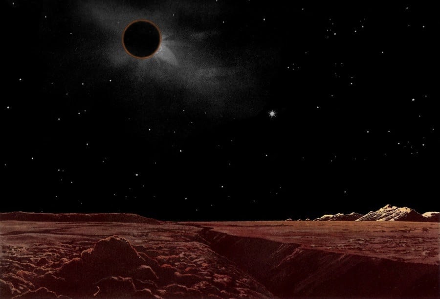 Eclipse Lunar Visto da Lua. Créditos: Lucien Rudaux