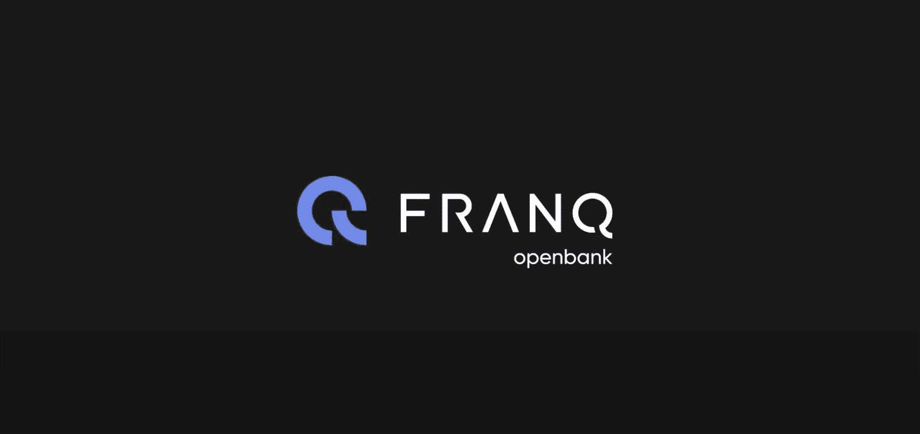 Logo da Fintech Franq Openbank em fundo preto.