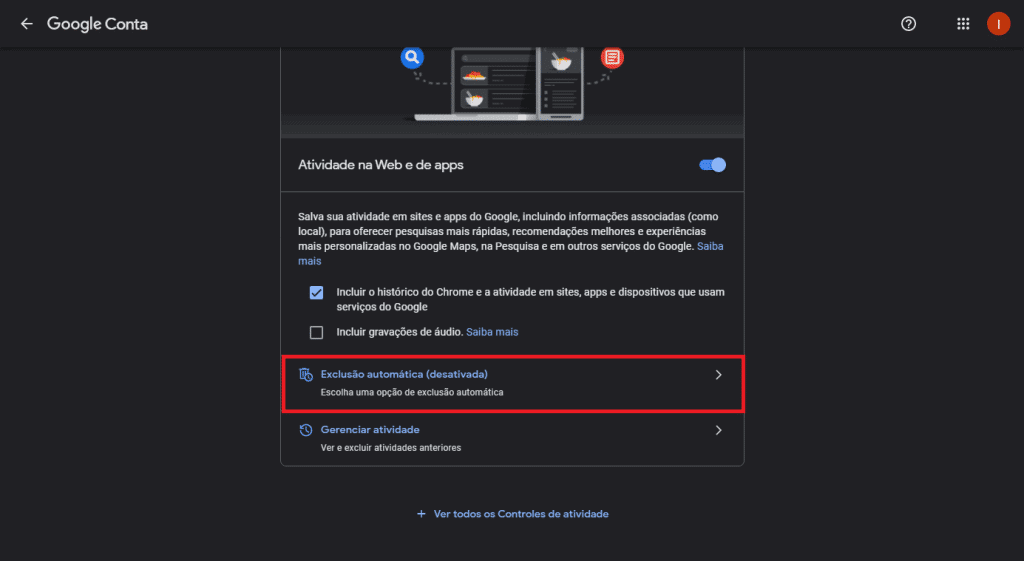 Ativando a exclusão automática