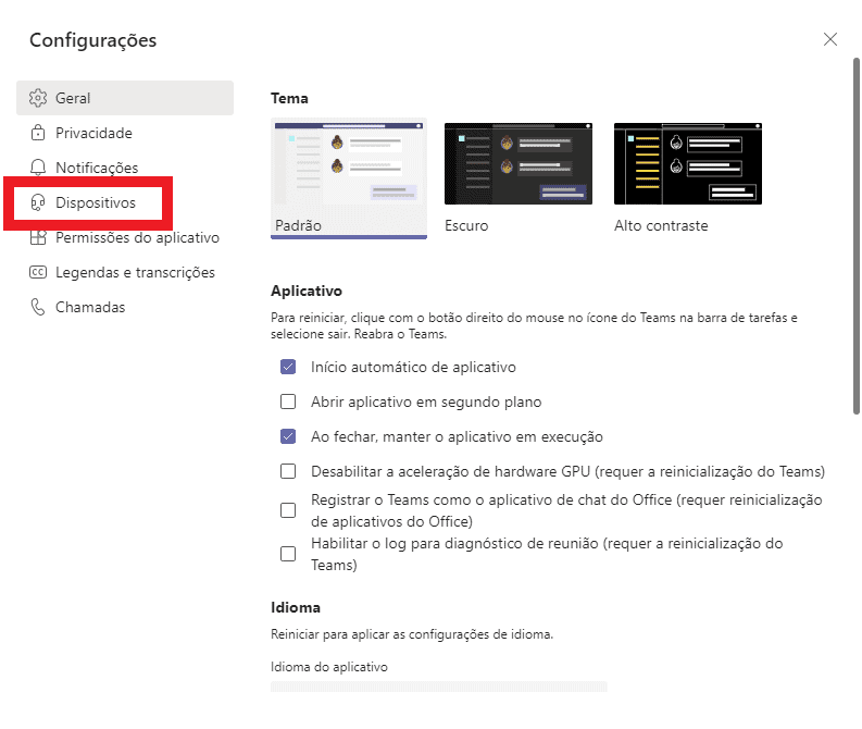 Print do aplicativo do Microsoft Teams