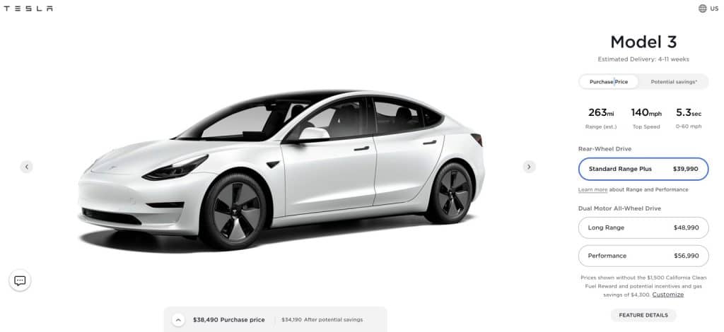 Model 3: Tesla mais barato sai por cerca de US$ 40 mil. Imagem: Tesla/Reprodução