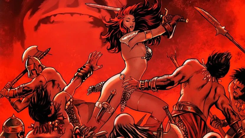 Hannah John-Kamen, de Homem-Formiga, será Red Sonja nos cinemas. Imagem: Marvel Comics/Dynamite Entertainment/Reprodução