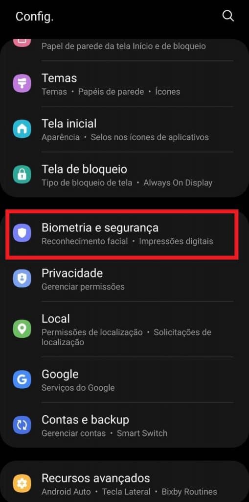 Print de um celular Samsung 