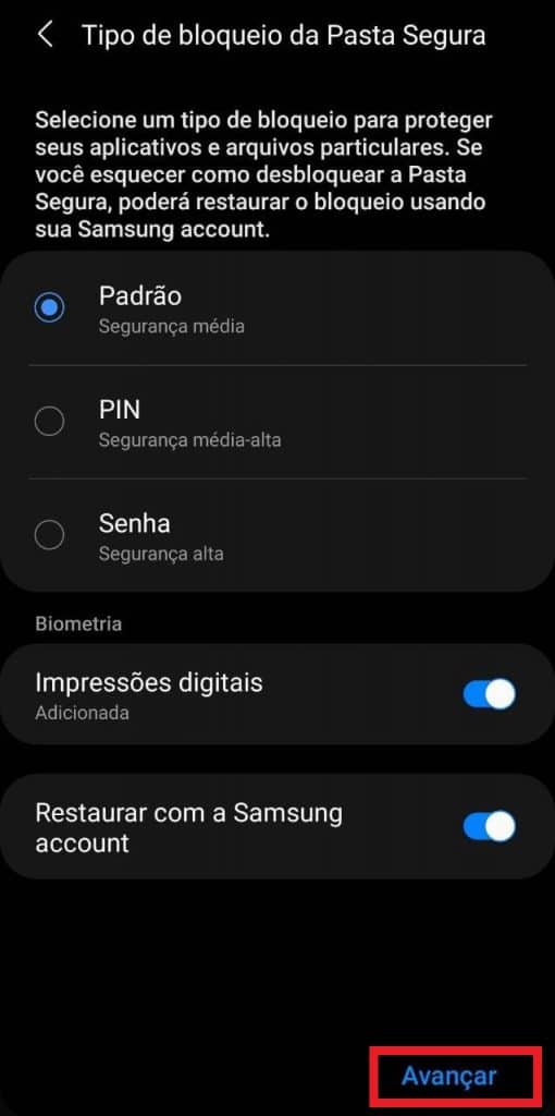 Print de um celular Samsung 