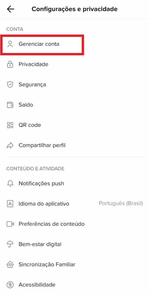 Print do aplicativo do TikTok