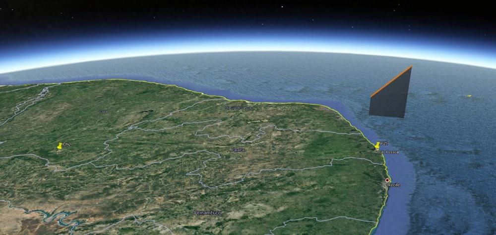 Trajetória do meteoro pela atmosfera. Créditos: BRAMON