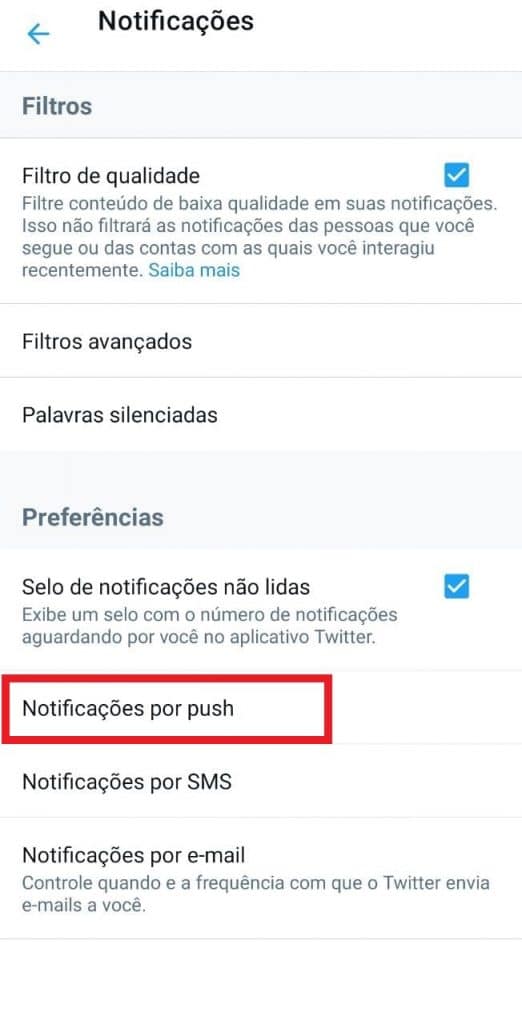 Print do aplicativo do Twitter