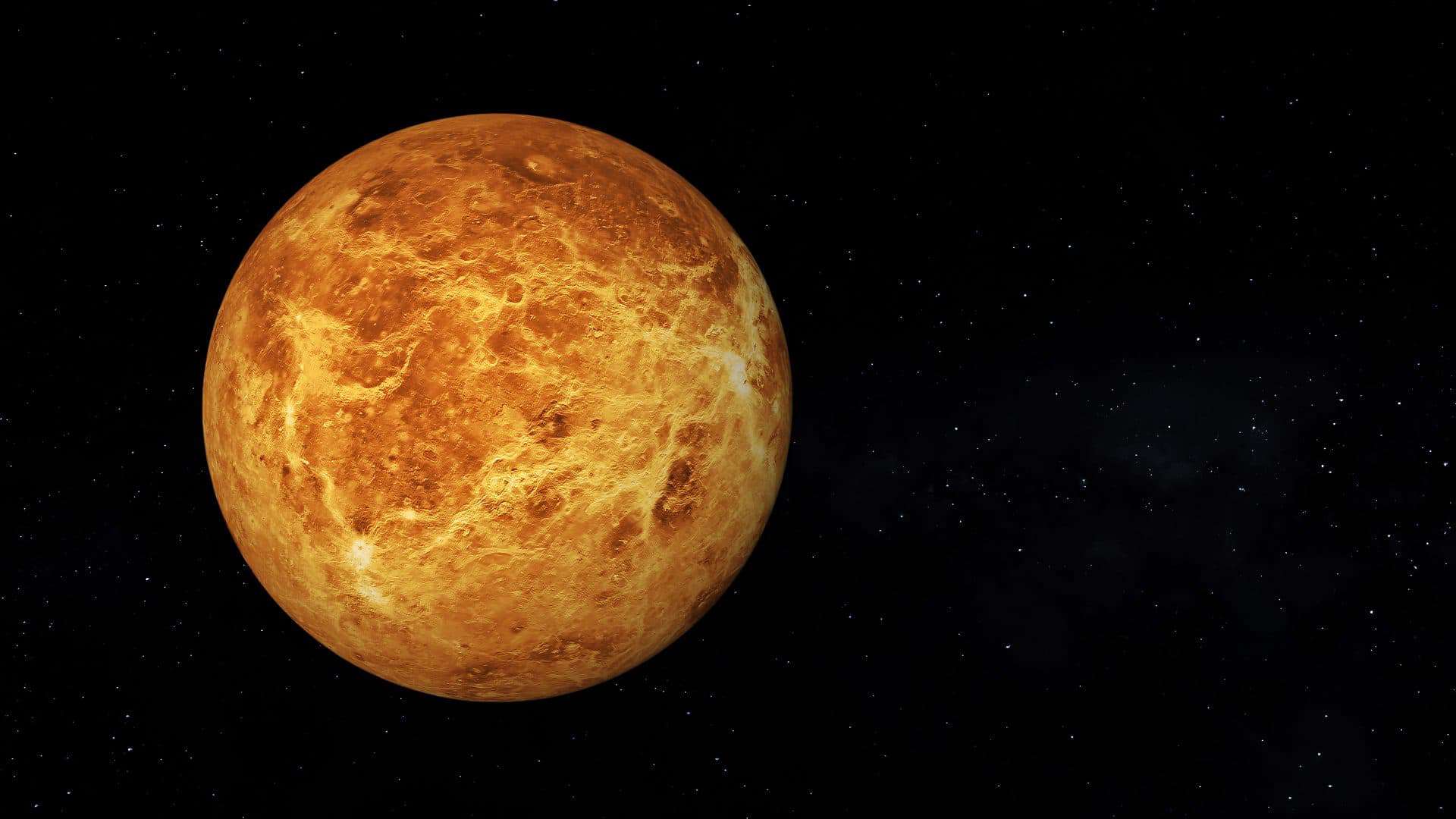 Vista de Venus sem nuvens em 3D