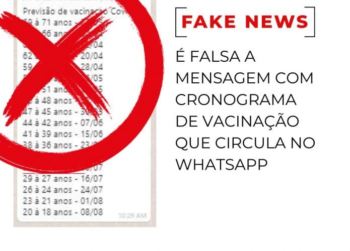É falsa mensagem que informa aceleração da vacinação contra Covid-19 em São Paulo