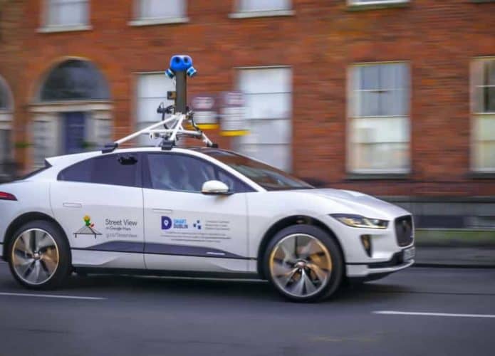 Google agora tem um Jaguar elétrico para captar imagens do Street View. Imagem: Google/Divulgação
