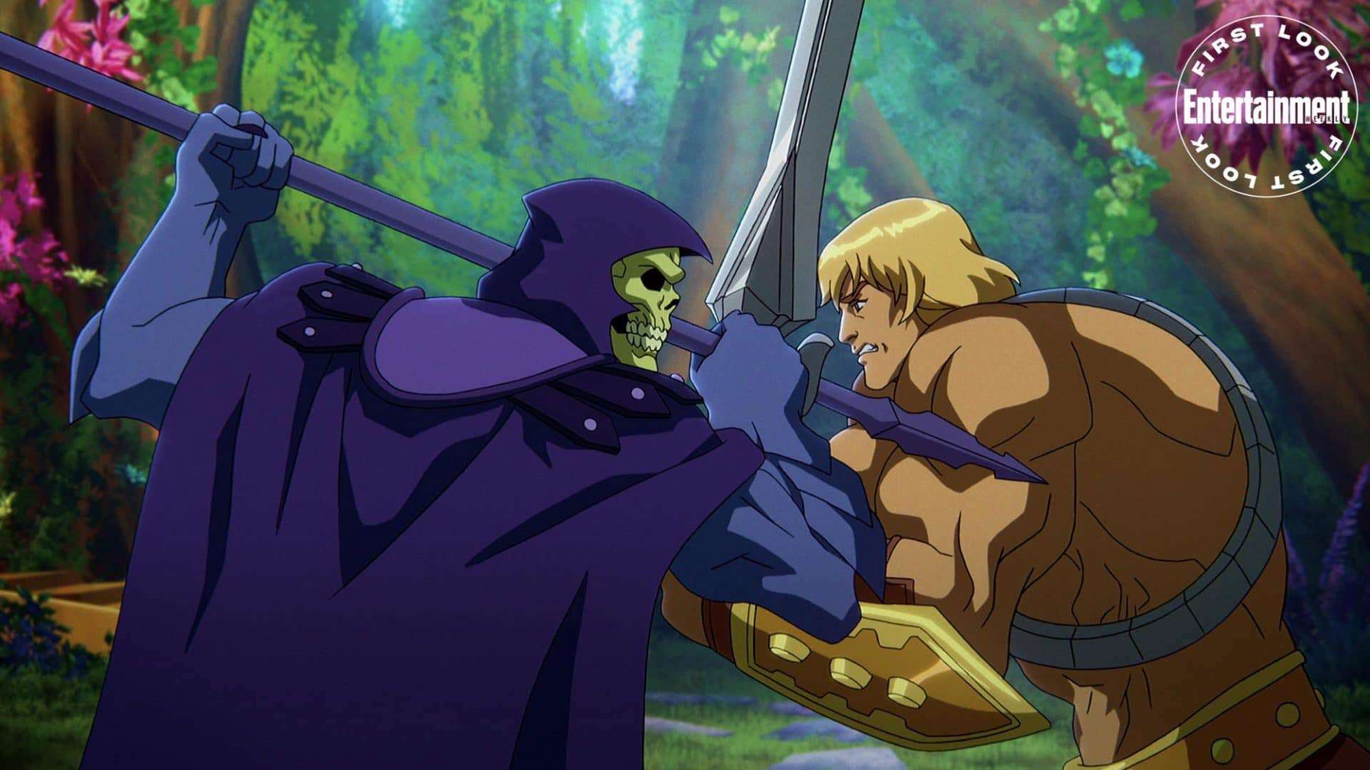 Esqueleto (Mark Hamill) e He-Man (Chris Wood). Imagem: Netflix/Divulgação
