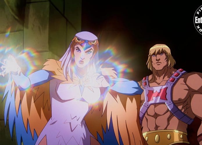 Susas Eisenberg será a Feiticera e Chris Wood como He-Man. Imagem: Netflix/Divulgação