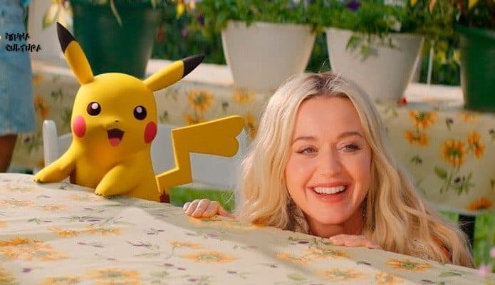 Ao lado de Pikachu, Katy Perry lança música para comemorar 25 anos de ‘Pokémon’. Imagem: Reprodução