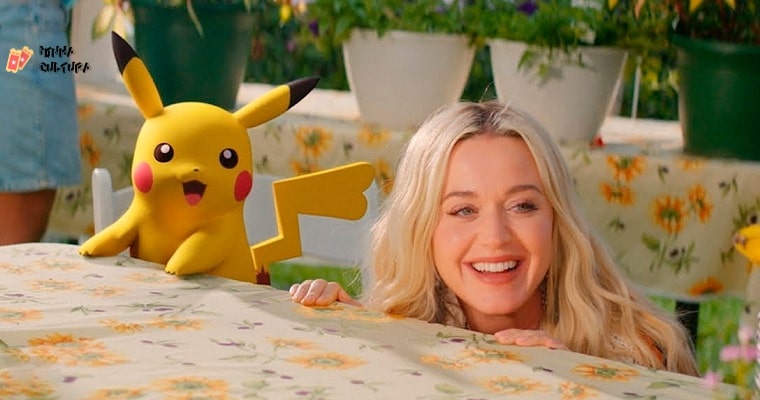 Ao lado de Pikachu, Katy Perry lança música para comemorar 25 anos de ‘Pokémon’. Imagem: Reprodução