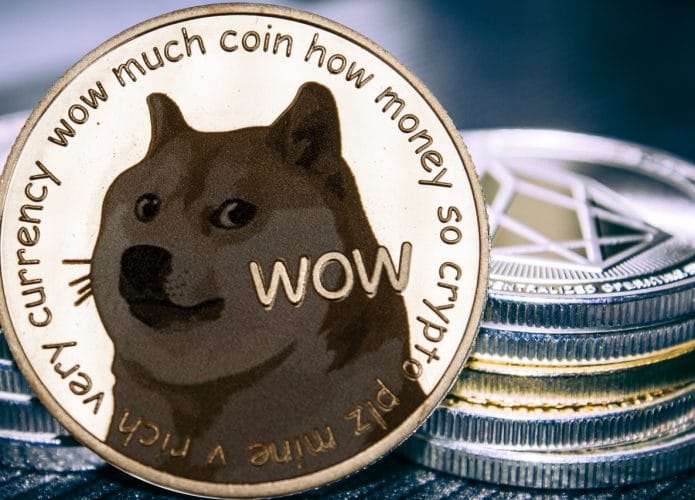 Ilustração de criptomoeda dogecoin