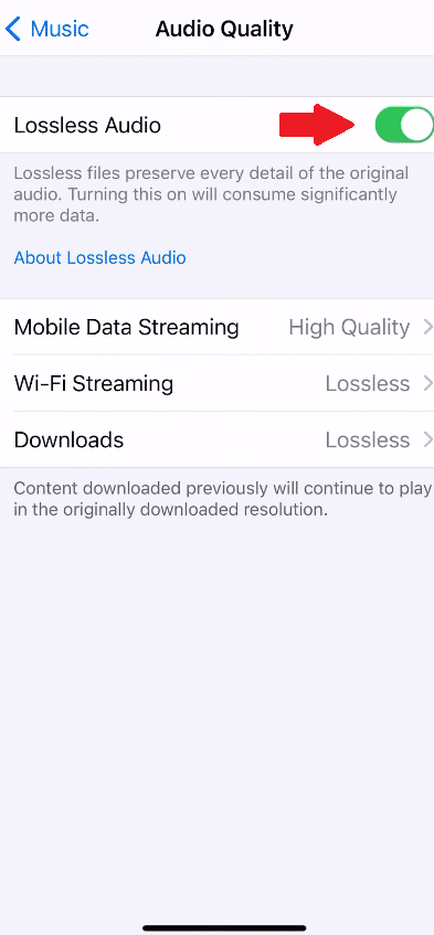 Ativar a função lossless áudio para o Apple Music Ativar a função lossless áudio para o Apple Music