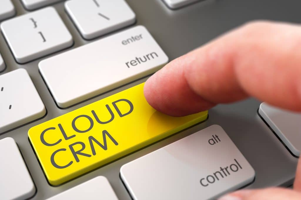 Ilustração de teclado com a tecla Cloud CRM