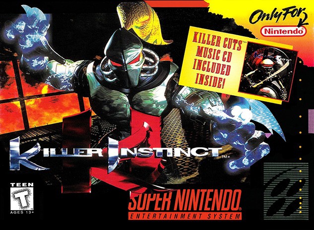 Imagem exibe a capa de  Killer Instinct para Super Nintendo, lançada em 1995.