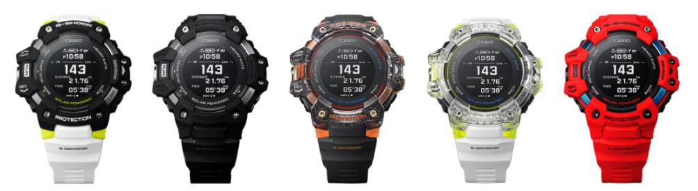 Imagem mostra todas as versões do smartwatch GBD-H1000, da Casio