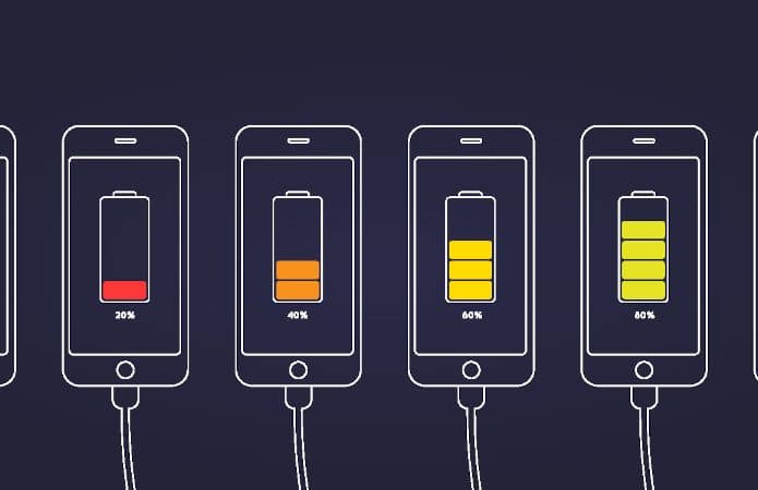 Ilustração de celulares carregando a bateria