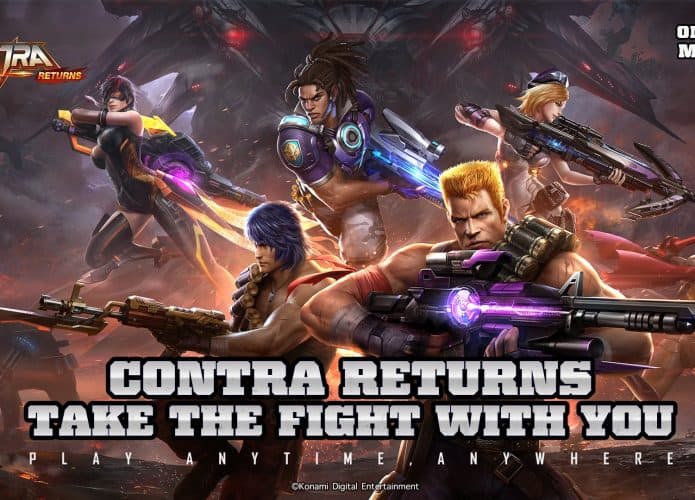 Imagem promocional do novo Contra, com os personagens do jogo.