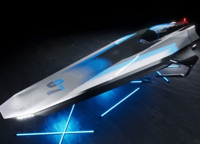 Novo design da lancha elétrica RaceBird. Imagem: E1/Divulgação