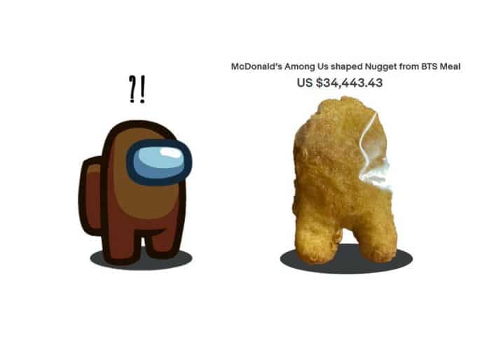 Nuggets do McDonald’s em formato de 'Among Us' passa de US$ 50 mil em leilão. Imagem: Twitter/Reprodução