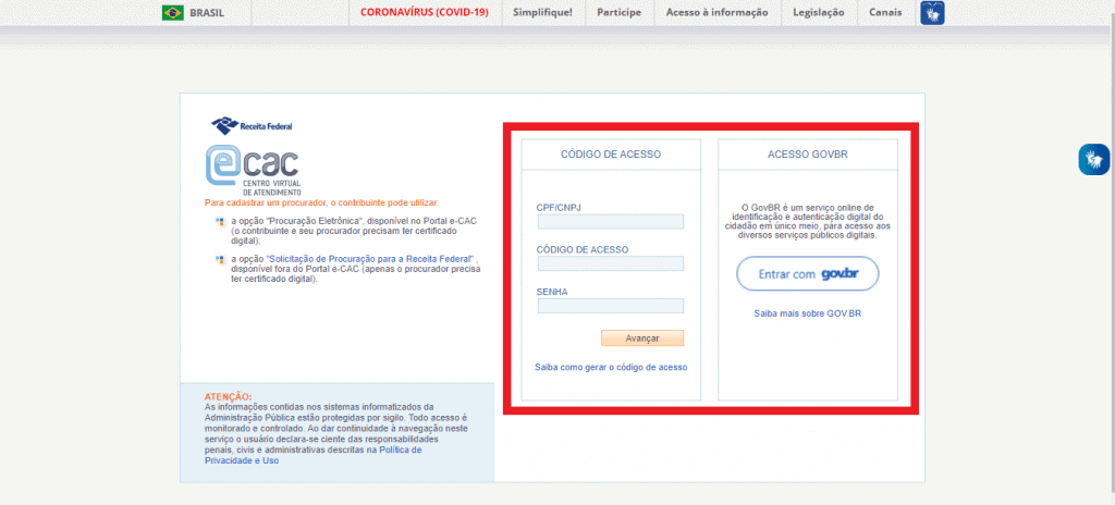 Print do e-CAC