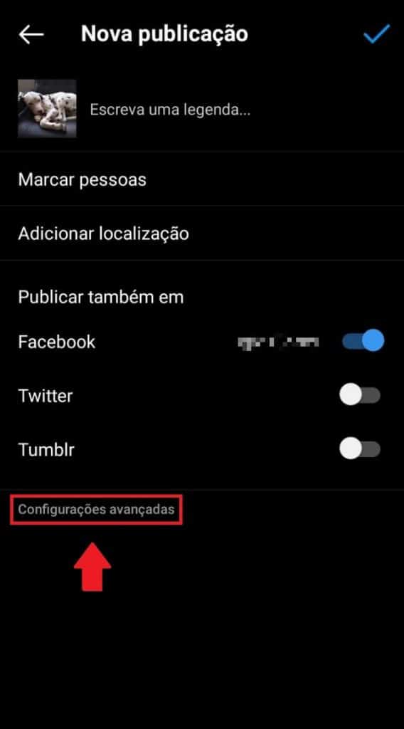 Página de postagem do Instagram Página de postagem do Instagram