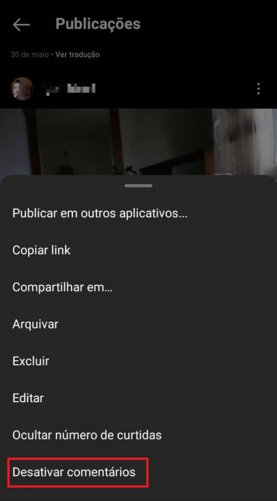 Desativando os comentários de fotos já publicadas no Instagram