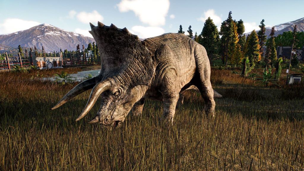 Triceratops em imagem promocional de Jurassic World Evolution 2