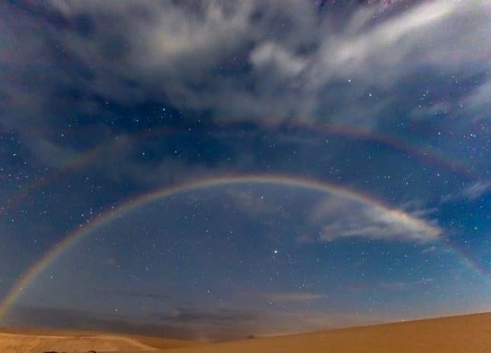 Moonbow, ou arco-íris lunar registrado nos Lençóis Maranhenses