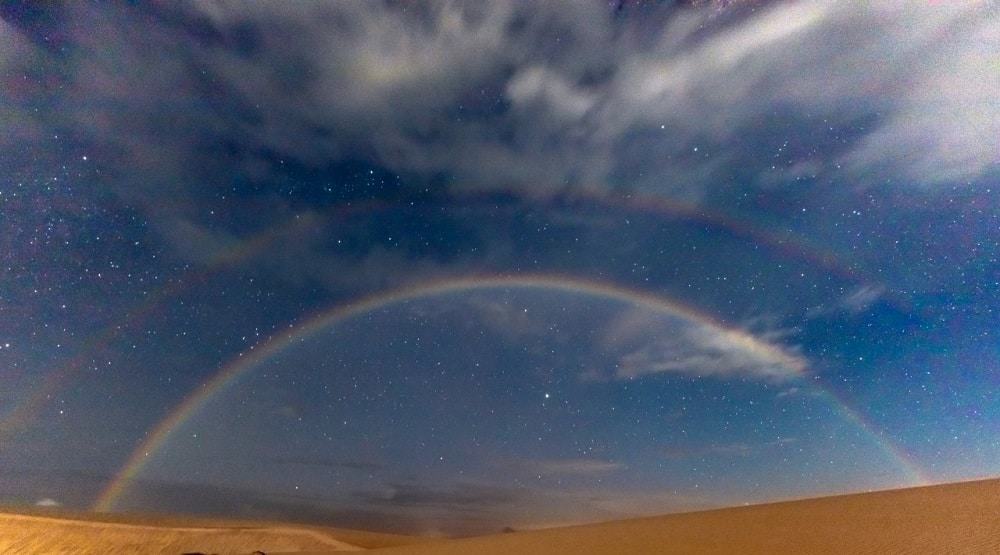 Moonbow, ou arco-íris lunar registrado nos Lençóis Maranhenses