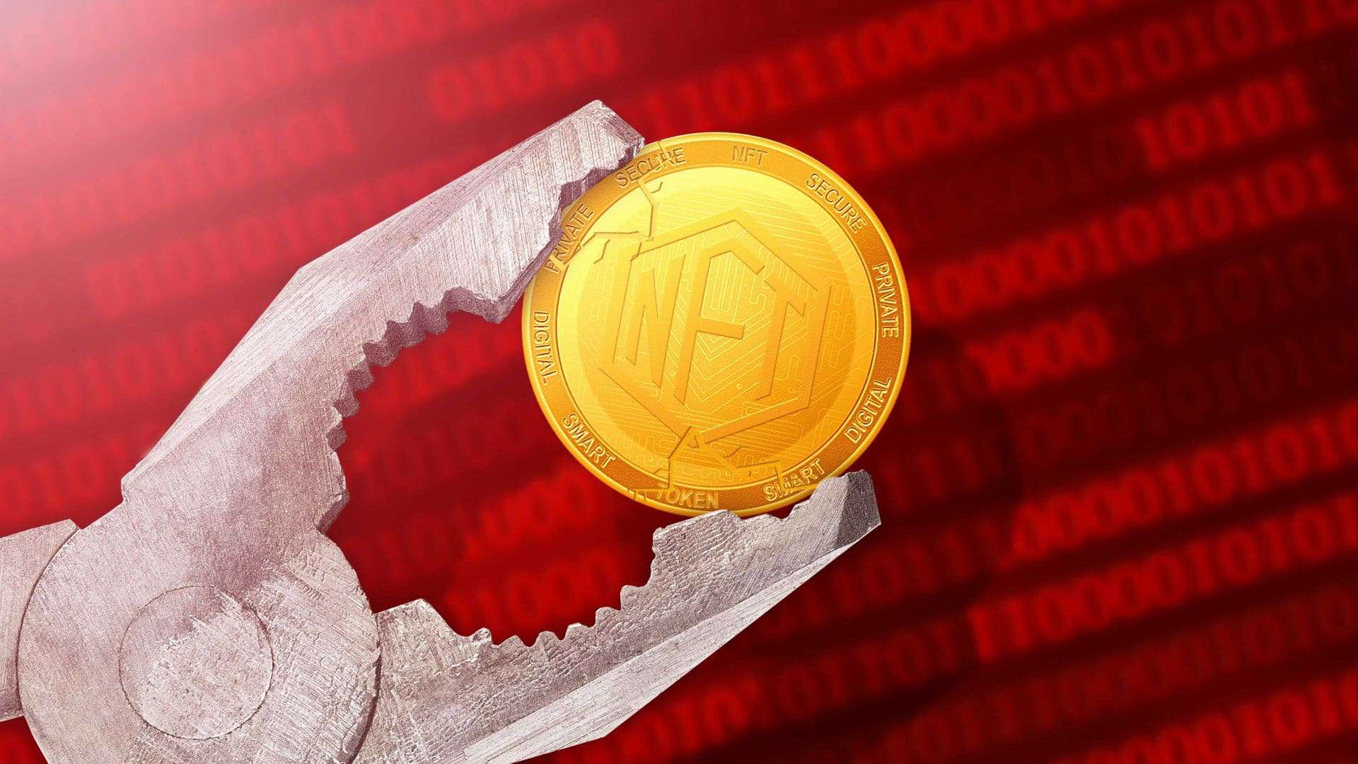 Ilustração de tokens não fungíveis (NFTs) sendo destruídos
