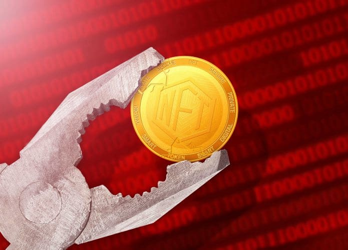 Ilustração de tokens não fungíveis (NFTs) sendo destruídos