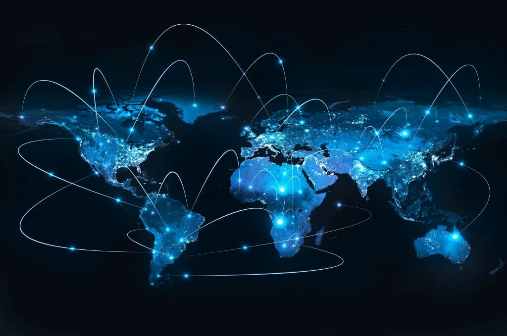 Mapa do mundo mostra rede global de internet